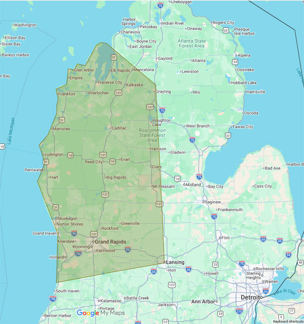 4 Seasons Landscaping Service area from Grand Rapids to Traverse City